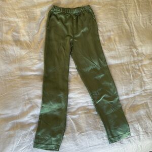 Green silk pants, size small